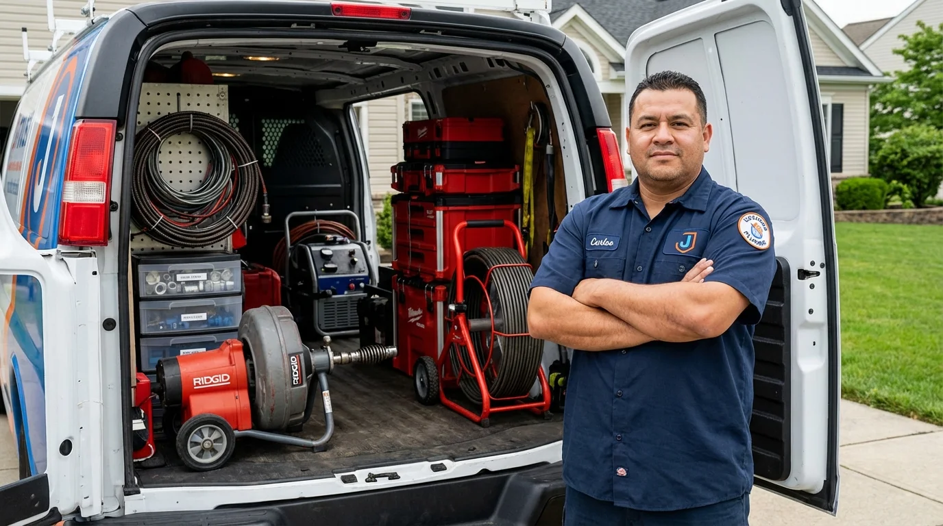 Professional drain cleaning equipment and Johns Plumbing LLC plumber in Lewisville